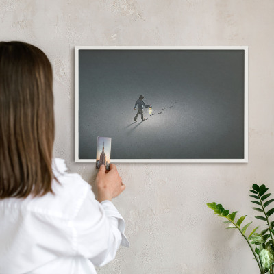 Wand-Magnettafel für Reisesouvenirs mit weißem Rahmen Nachtwanderung