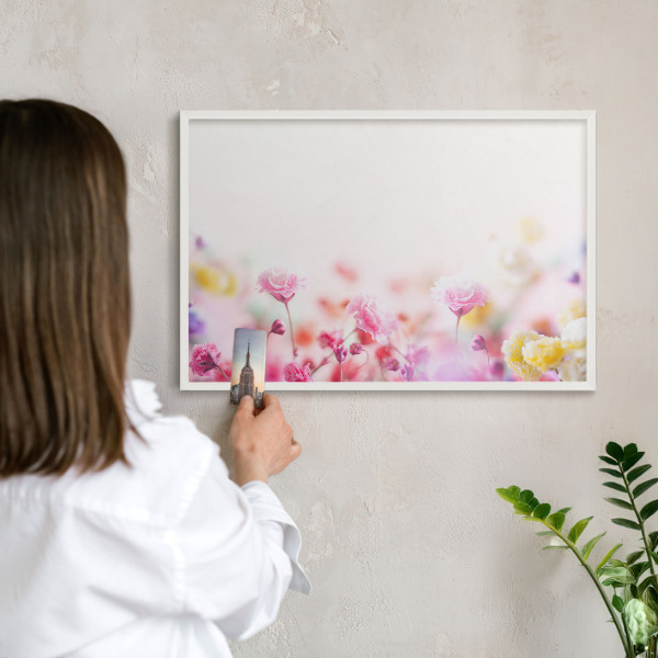 Wand-Magnettafel für Reisesouvenirs mit weißem Rahmen Pastellblumen