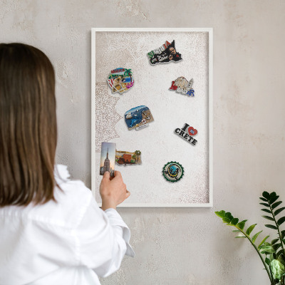 Wand-Magnettafel für Reisesouvenirs mit weißem Rahmen Ethnische Muster