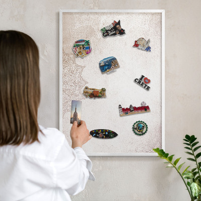 Wand-Magnettafel für Reisesouvenirs mit weißem Rahmen Ethnische Muster