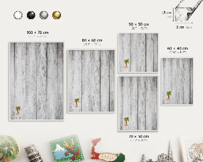 Magnettafel aus Metall für Souvenirs in weißem Rahmen Rustikales Holz