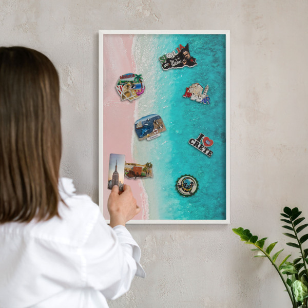 Wand-Magnettafel für Reisesouvenirs mit weißem Rahmen Sommerliche Entspannung