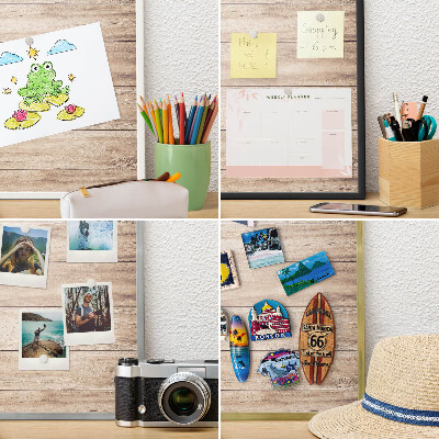 Wand-Magnettafel für Reisesouvenirs mit weißem Rahmen Holzbretter