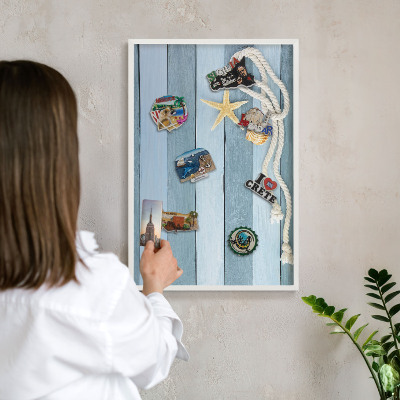 Wand-Magnettafel für Reisesouvenirs mit weißem Rahmen Seeklima
