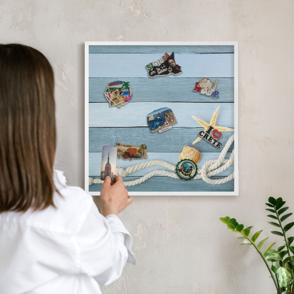 Wand-Magnettafel für Reisesouvenirs mit weißem Rahmen Seeklima