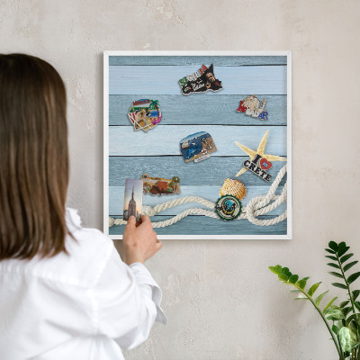Wand-Magnettafel für Reisesouvenirs mit weißem Rahmen Seeklima