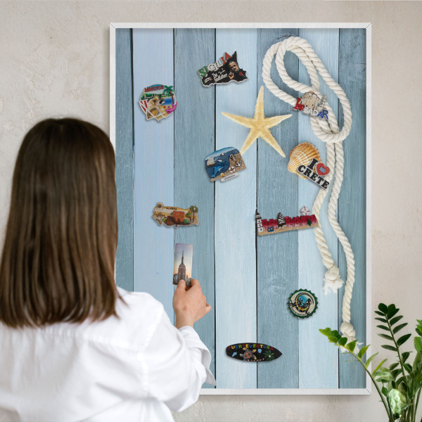 Wand-Magnettafel für Reisesouvenirs mit weißem Rahmen Seeklima