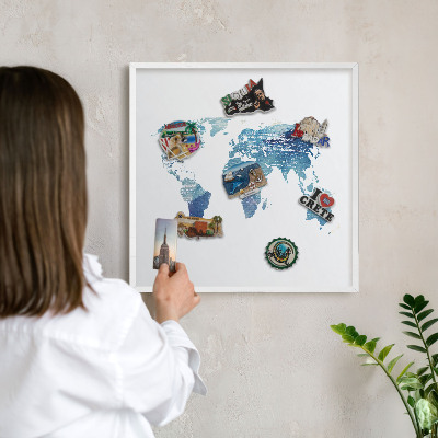 Magnettafel aus Metall für Souvenirs in weißem Rahmen Aquarellkarte