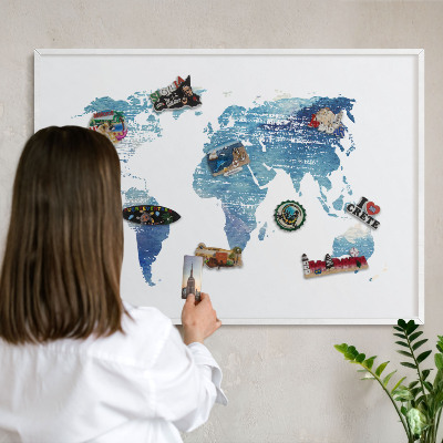 Magnettafel aus Metall für Souvenirs in weißem Rahmen Aquarellkarte