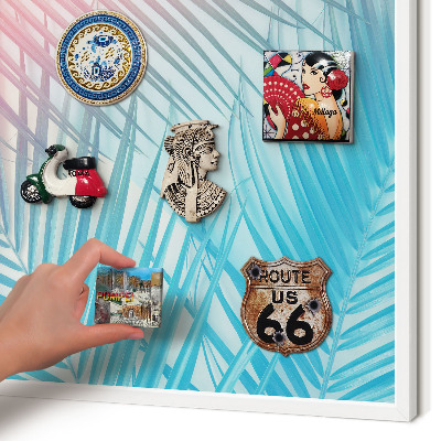 Wand-Magnettafel für Reisesouvenirs mit weißem Rahmen Tropische Eleganz