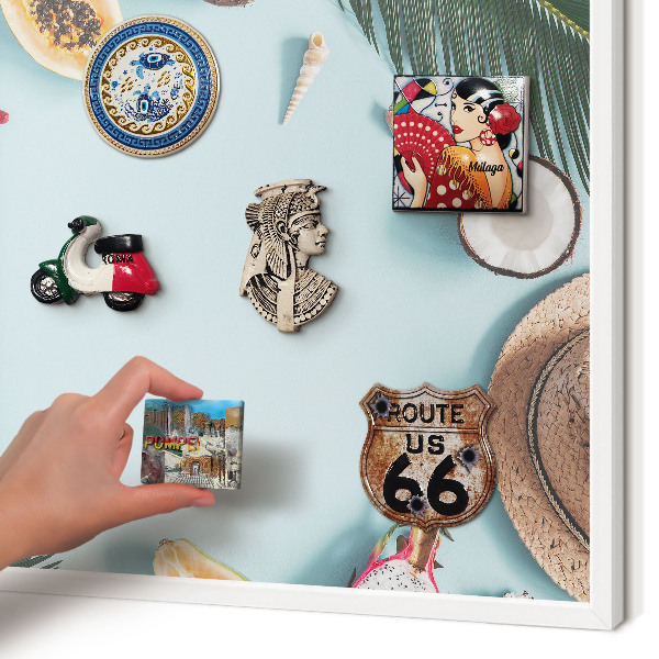 Wand-Magnettafel für Reisesouvenirs mit weißem Rahmen Tropenurlaub