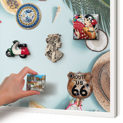 Wand-Magnettafel für Reisesouvenirs mit weißem Rahmen Tropenurlaub