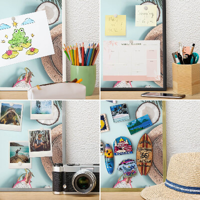 Wand-Magnettafel für Reisesouvenirs mit weißem Rahmen Tropenurlaub