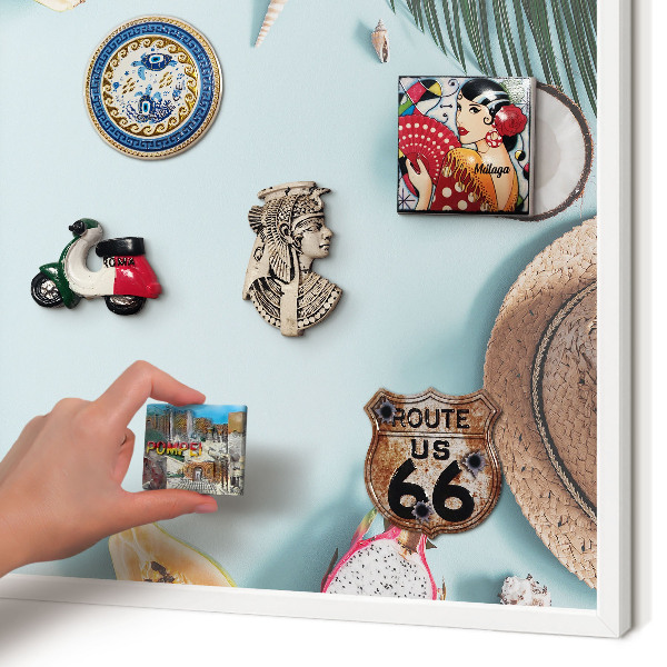 Wand-Magnettafel für Reisesouvenirs mit weißem Rahmen Tropenurlaub