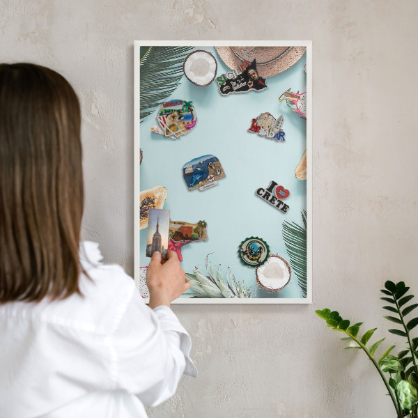 Wand-Magnettafel für Reisesouvenirs mit weißem Rahmen Tropenurlaub