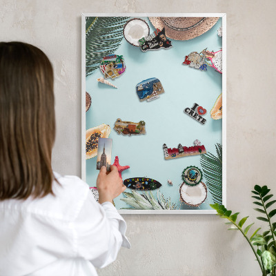 Wand-Magnettafel für Reisesouvenirs mit weißem Rahmen Tropenurlaub