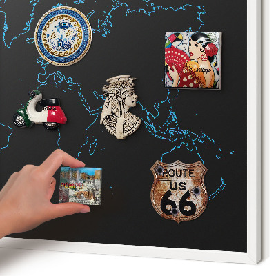 Wand-Magnettafel für Reisesouvenirs mit weißem Rahmen Weltkarte