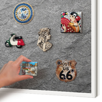 Magnettafel aus Metall für Souvenirs in weißem Rahmen Grauer Stein