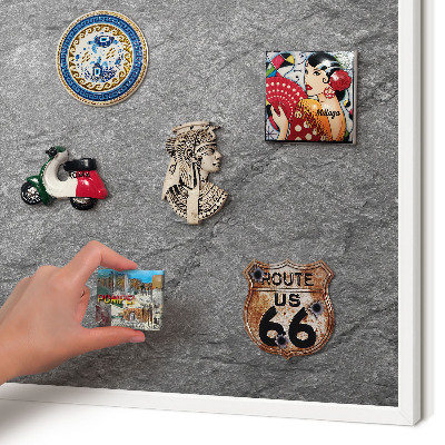 Magnettafel aus Metall für Souvenirs in weißem Rahmen Grauer Stein