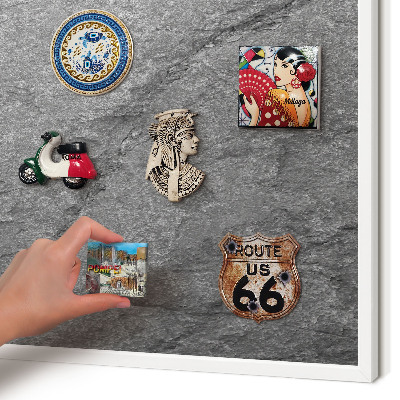 Magnettafel aus Metall für Souvenirs in weißem Rahmen Grauer Stein