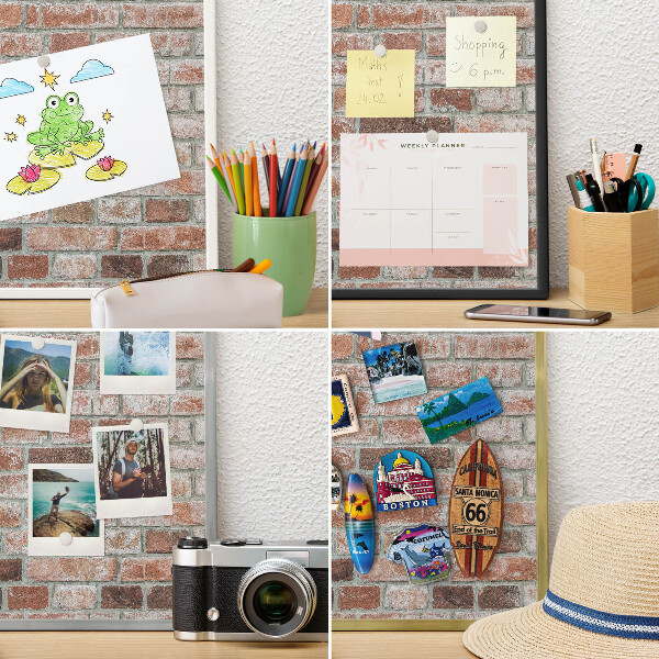 Wand-Magnettafel für Reisesouvenirs mit weißem Rahmen Ziegelmauer