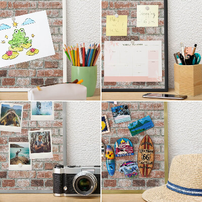 Wand-Magnettafel für Reisesouvenirs mit weißem Rahmen Ziegelmauer