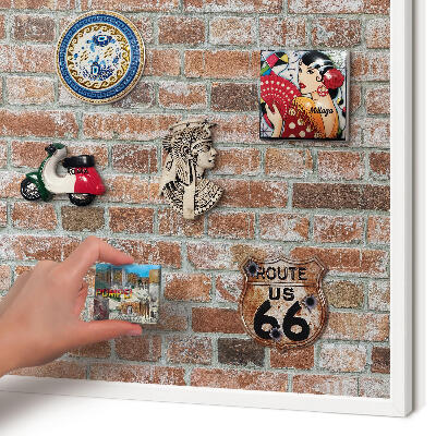 Wand-Magnettafel für Reisesouvenirs mit weißem Rahmen Ziegelmauer