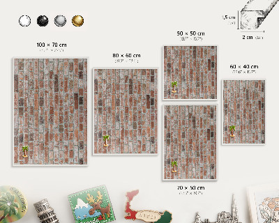 Wand-Magnettafel für Reisesouvenirs mit weißem Rahmen Ziegelmauer