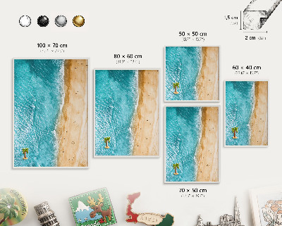 Magnettafel aus Metall für Souvenirs in weißem Rahmen Meer und Strand