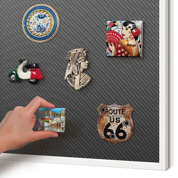 Magnettafel aus Metall für Souvenirs in weißem Rahmen Geometrische Textur