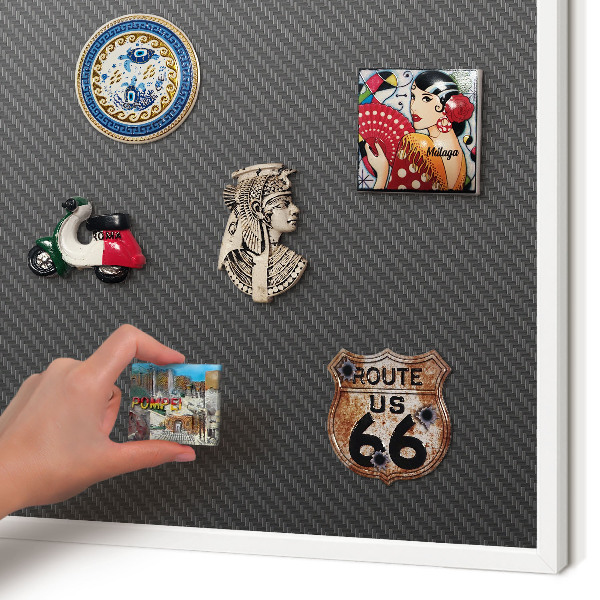 Magnettafel aus Metall für Souvenirs in weißem Rahmen Geometrische Textur