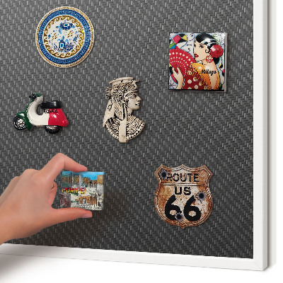 Magnettafel aus Metall für Souvenirs in weißem Rahmen Geometrische Textur