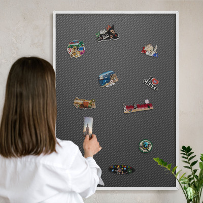 Magnettafel aus Metall für Souvenirs in weißem Rahmen Geometrische Textur