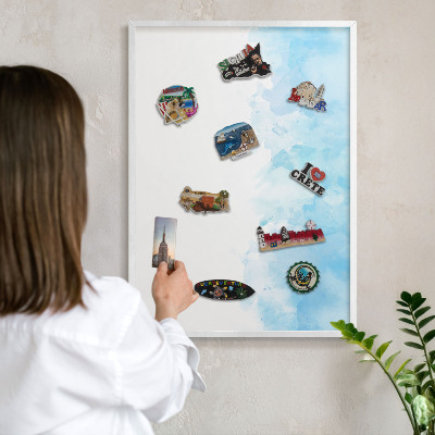 Wand-Magnettafel für Reisesouvenirs mit weißem Rahmen Entspannende Landschaft