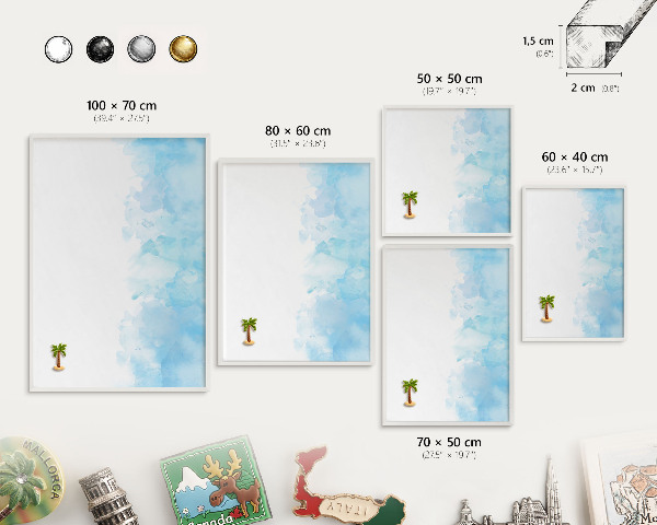 Wand-Magnettafel für Reisesouvenirs mit weißem Rahmen Entspannende Landschaft