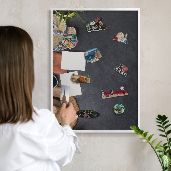 Wand-Magnettafel für Reisesouvenirs mit weißem Rahmen Festliche Stimmung