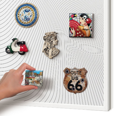 Wand-Magnettafel für Reisesouvenirs mit weißem Rahmen Linienwellen