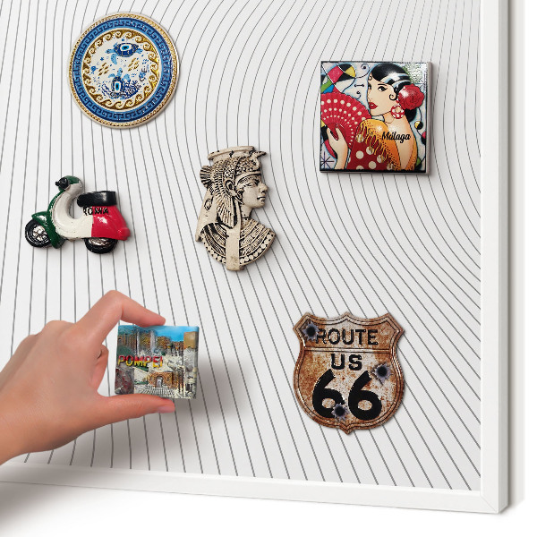 Wand-Magnettafel für Reisesouvenirs mit weißem Rahmen Linienwellen