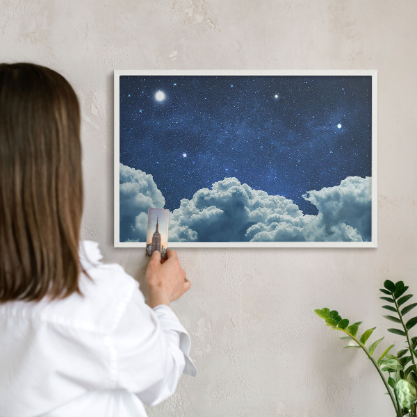 Magnettafel aus Metall für Souvenirs in weißem Rahmen Kosmische Nacht