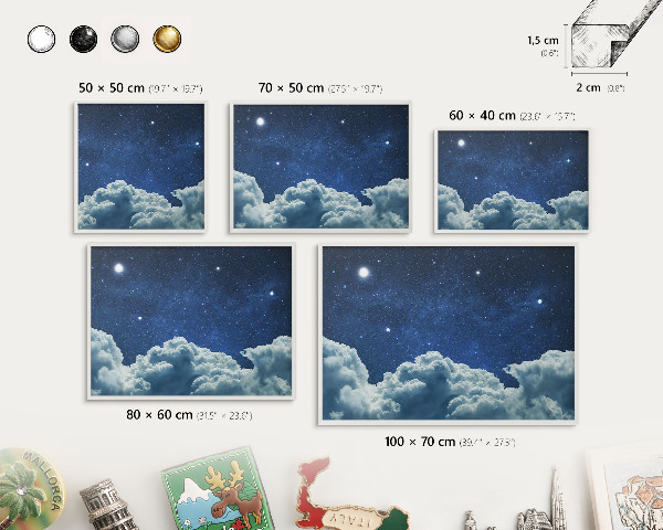 Magnettafel aus Metall für Souvenirs in weißem Rahmen Kosmische Nacht