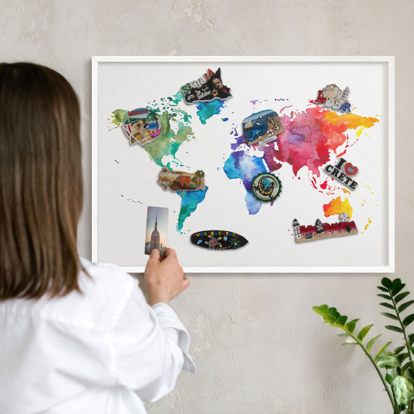 Wand-Magnettafel für Reisesouvenirs mit weißem Rahmen Farbkarte