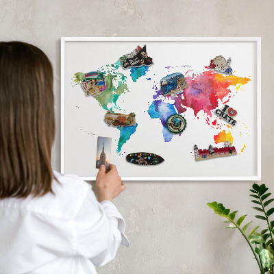 Wand-Magnettafel für Reisesouvenirs mit weißem Rahmen Farbkarte
