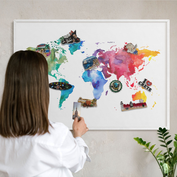 Wand-Magnettafel für Reisesouvenirs mit weißem Rahmen Farbkarte