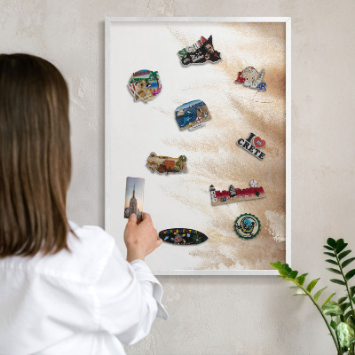 Wand-Magnettafel für Reisesouvenirs mit weißem Rahmen Essentielle Gräser