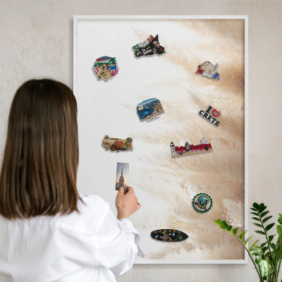 Wand-Magnettafel für Reisesouvenirs mit weißem Rahmen Essentielle Gräser