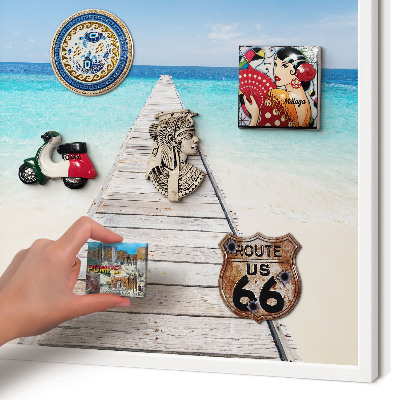 Magnettafel aus Metall für Souvenirs in weißem Rahmen Ocean Pier