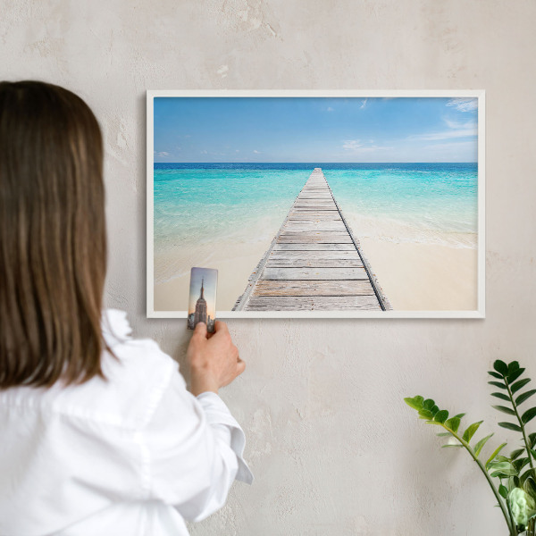Magnettafel aus Metall für Souvenirs in weißem Rahmen Ocean Pier