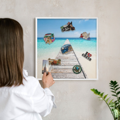 Magnettafel aus Metall für Souvenirs in weißem Rahmen Ocean Pier