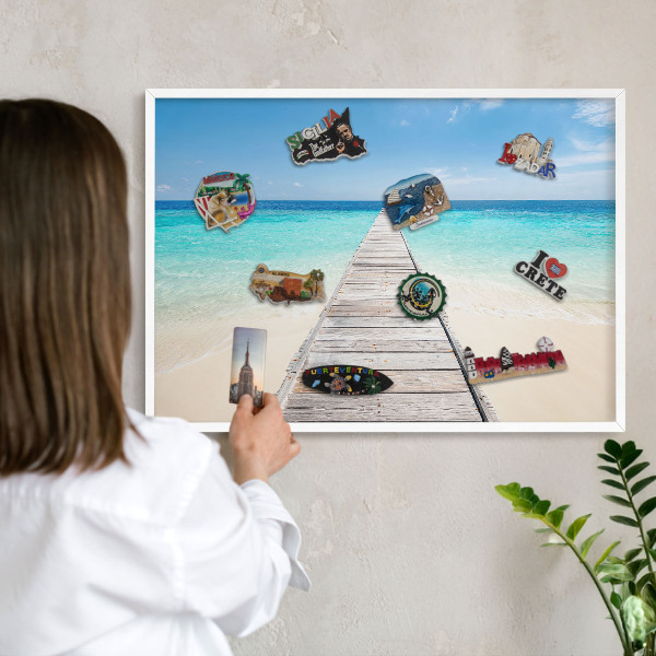 Magnettafel aus Metall für Souvenirs in weißem Rahmen Ocean Pier
