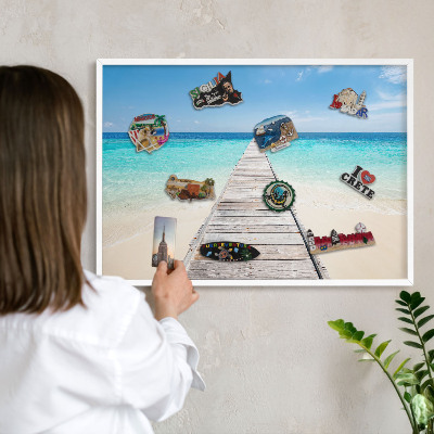 Magnettafel aus Metall für Souvenirs in weißem Rahmen Ocean Pier